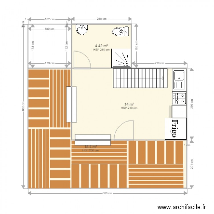 CHALET NIV 1. Plan de 3 pièces et 37 m2