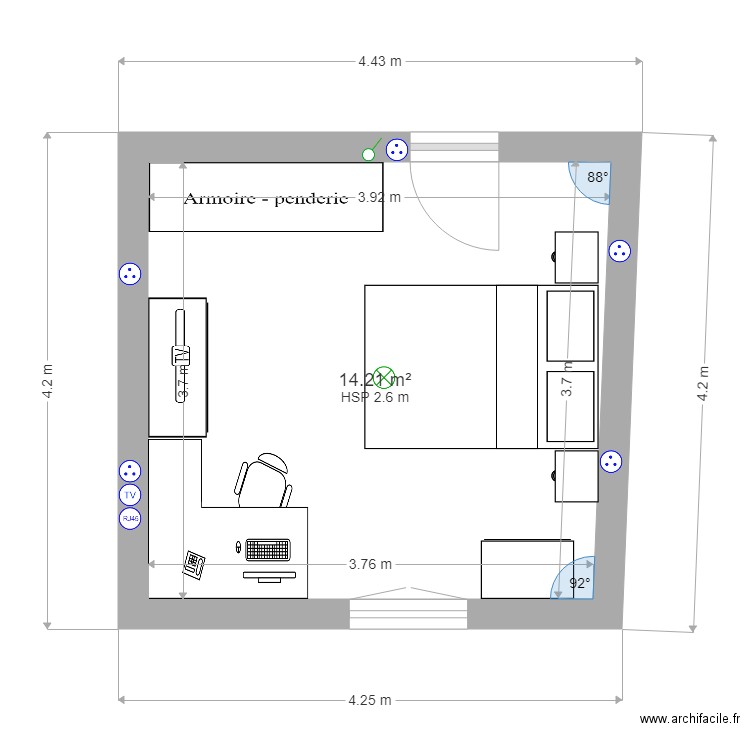 chambre N. Plan de 0 pièce et 0 m2