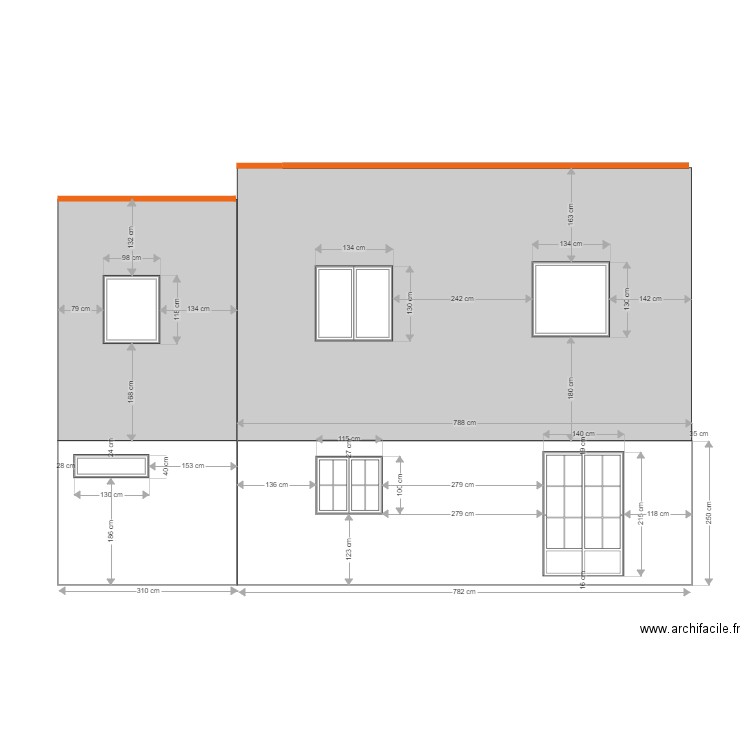 Façade Nord . Plan de 0 pièce et 0 m2