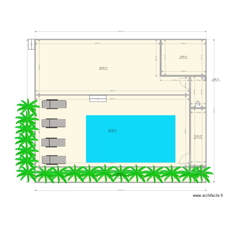 jardin B S M. Plan de 6 pièces et 146 m2