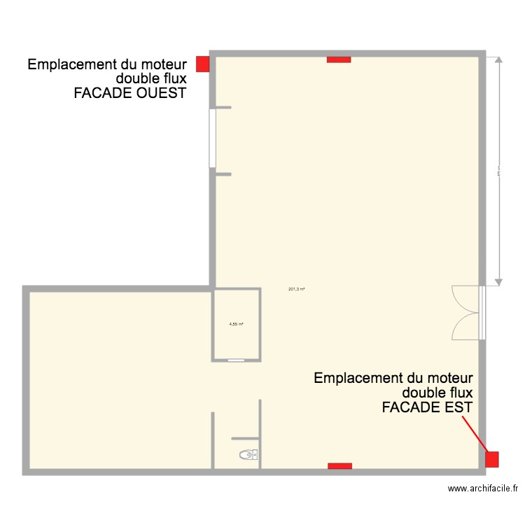 barns partie grandry. Plan de 2 pièces et 206 m2