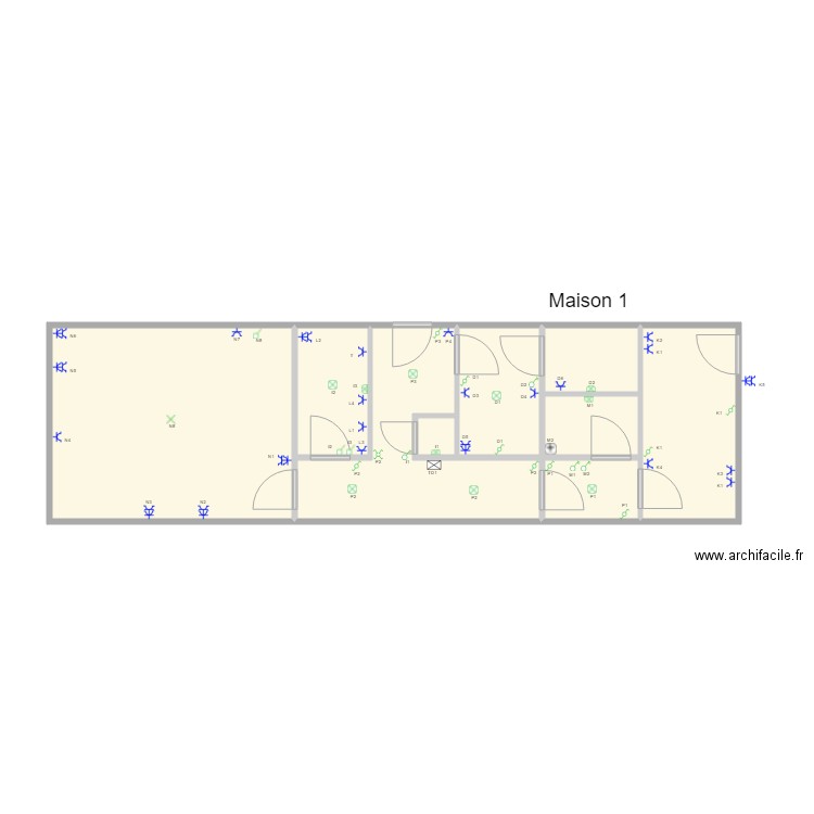 Les ecuries de mery maison 1. Plan de 9 pièces et 51 m2