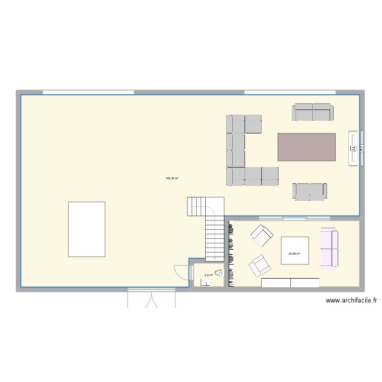 BANGUI. Plan de 3 pièces et 191 m2