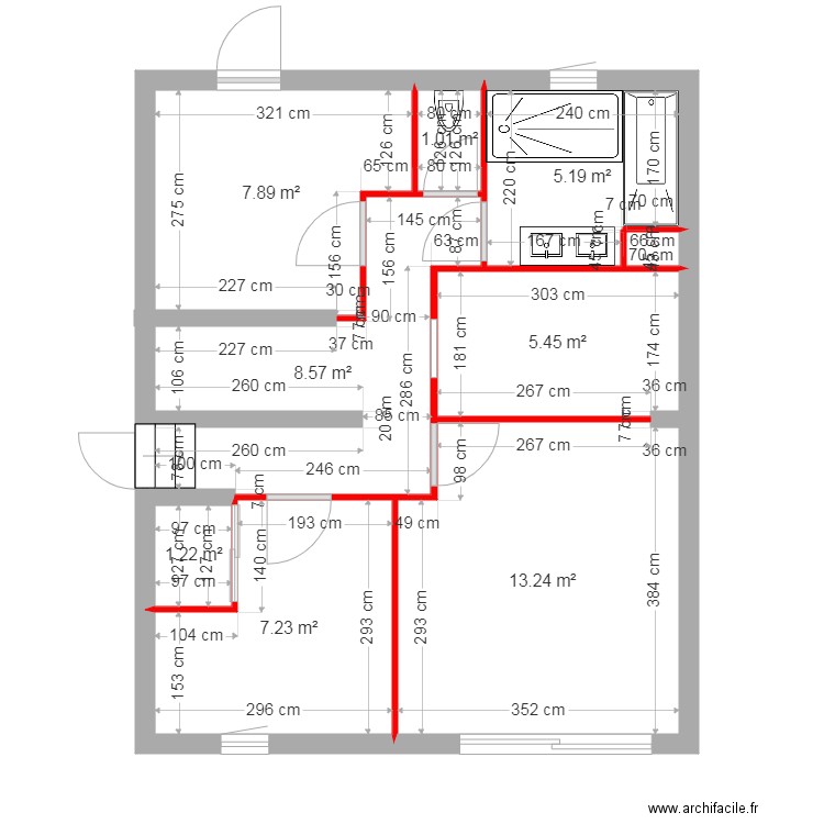 amenagement avec  cotation. Plan de 0 pièce et 0 m2