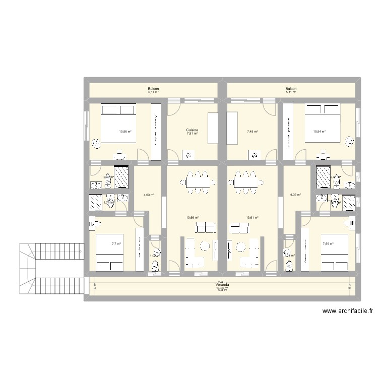 appartement 3 pieces noel étage. Plan de 0 pièce et 0 m2