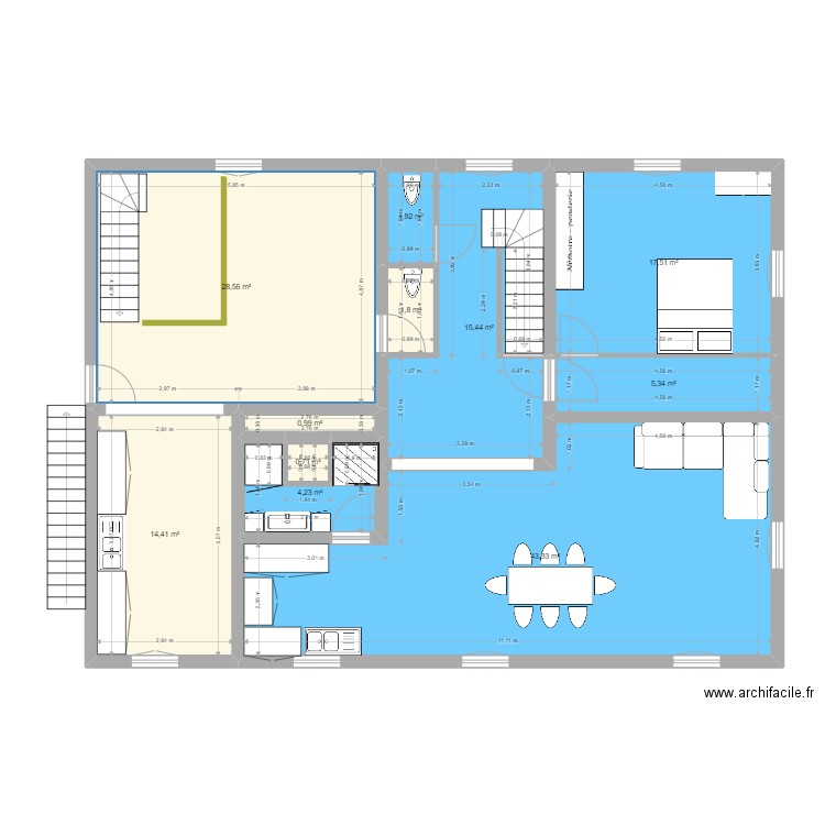 etage1. Plan de 11 pièces et 134 m2