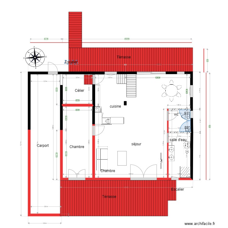 chalet 63 projet bon . Plan de 4 pièces et 90 m2