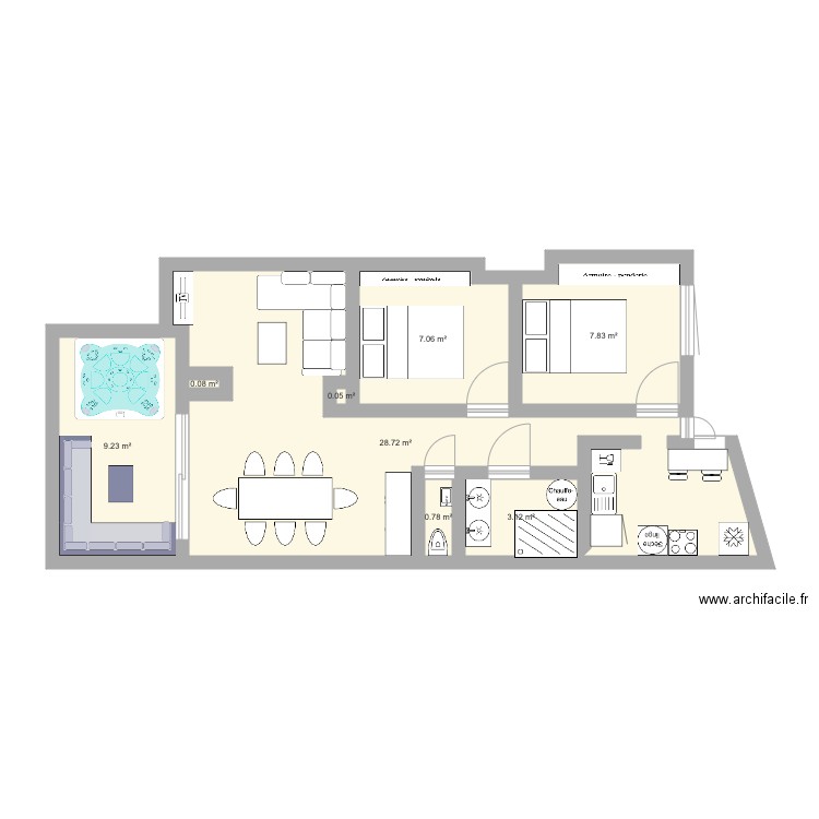 Projet appart Version colocation. Plan de 0 pièce et 0 m2