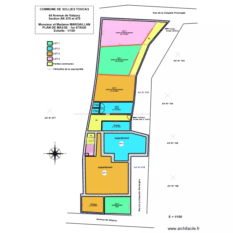 MARGAILLAN TOUCAS R+1 PLAN DE MASSE. Plan de 