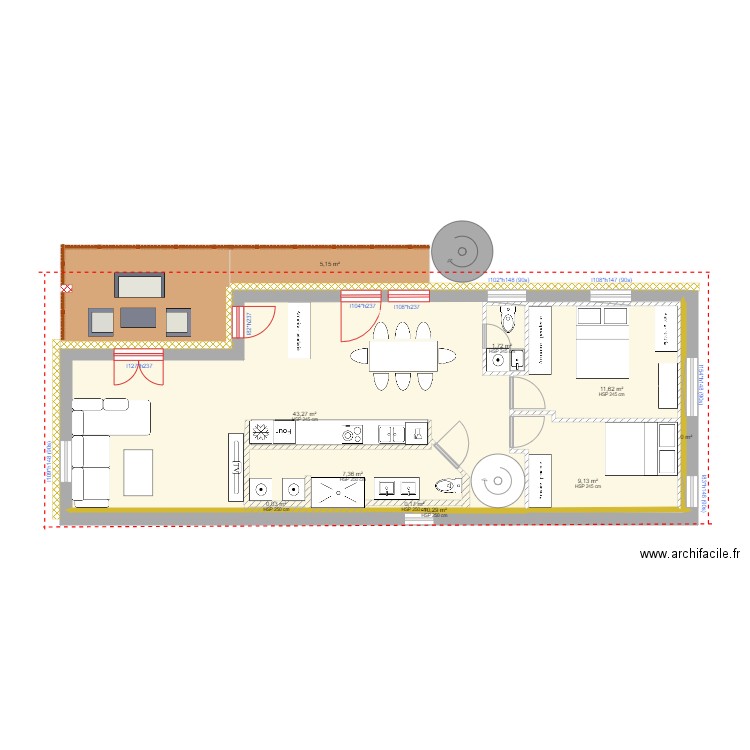 plan toiture. Plan de 16 pièces et 262 m2