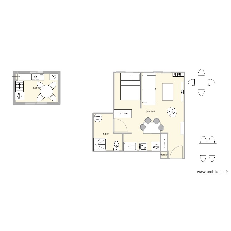 St Fel2. Plan de 5 pièces et 37 m2