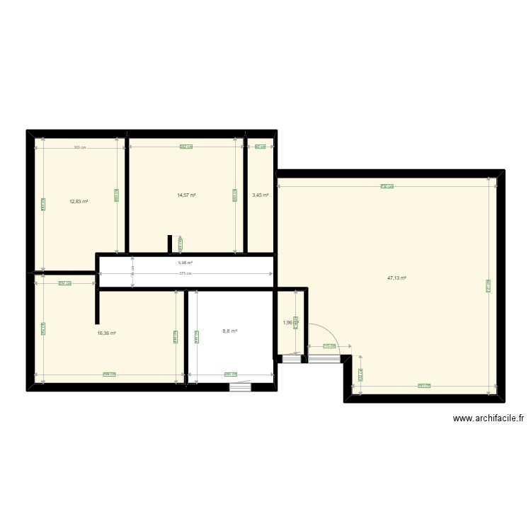 BRACHET RDC. Plan de 6 pièces et 96 m2