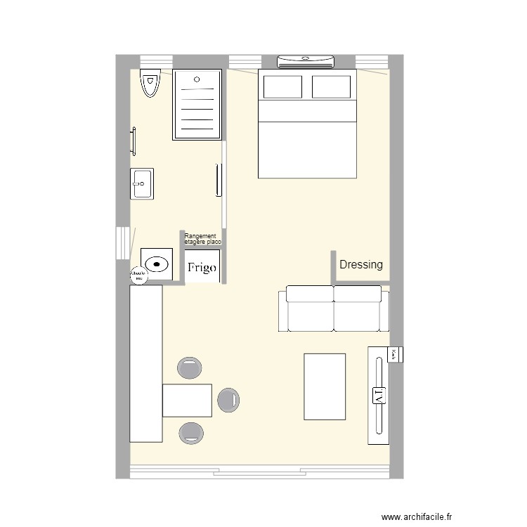 jacky cap plan 3. Plan de 2 pièces et 33 m2