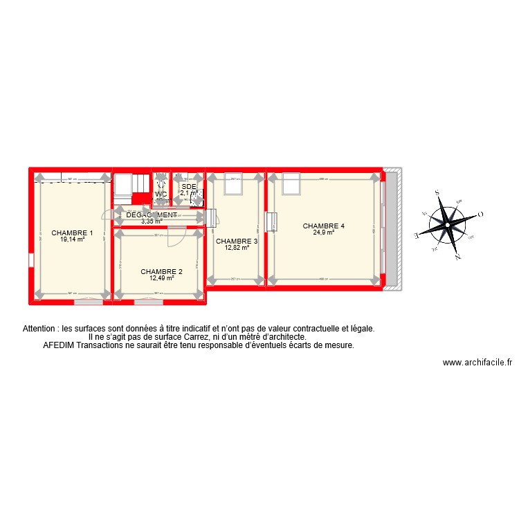 BI 9744 ETAGE EF. Plan de 9 pièces et 81 m2