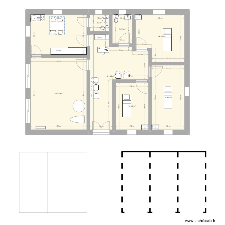 cabinet kine. Plan de 8 pièces et 111 m2