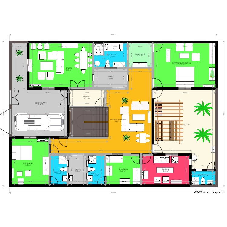 PROJ KMG1. Plan de 29 pièces et 424 m2