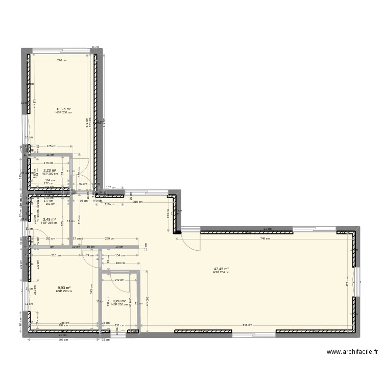 razetta cotations des pieces . Plan de 6 pièces et 80 m2