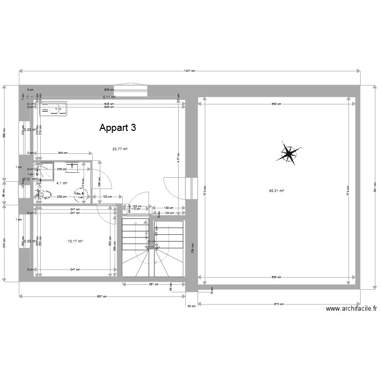 deuxième étage appartement 3 progès. Plan de 0 pièce et 0 m2