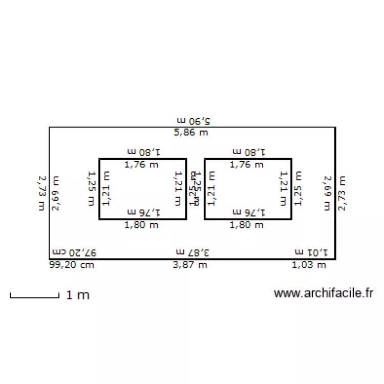 la t&ocirc;le facade sud. Plan de 