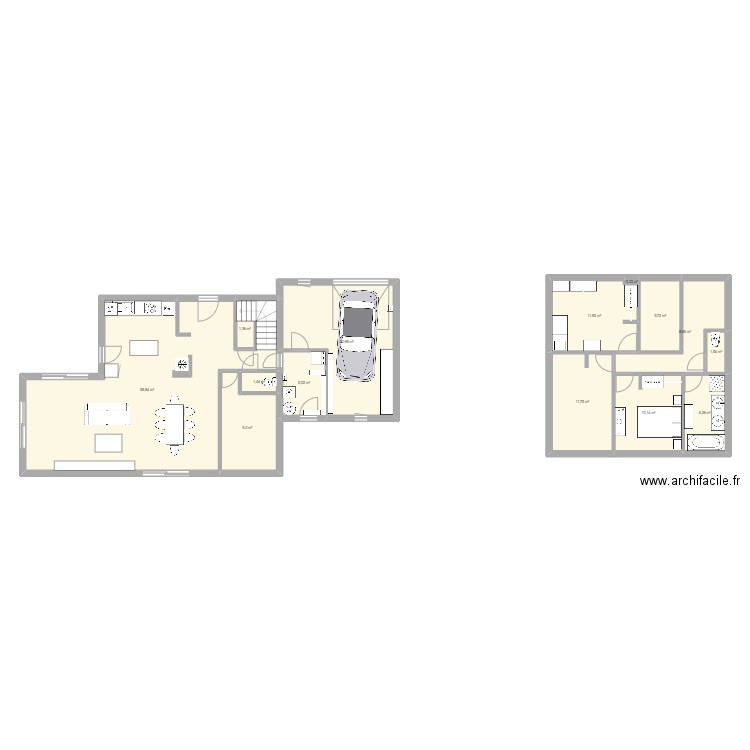 Maison 2. Plan de 14 pièces et 155 m2