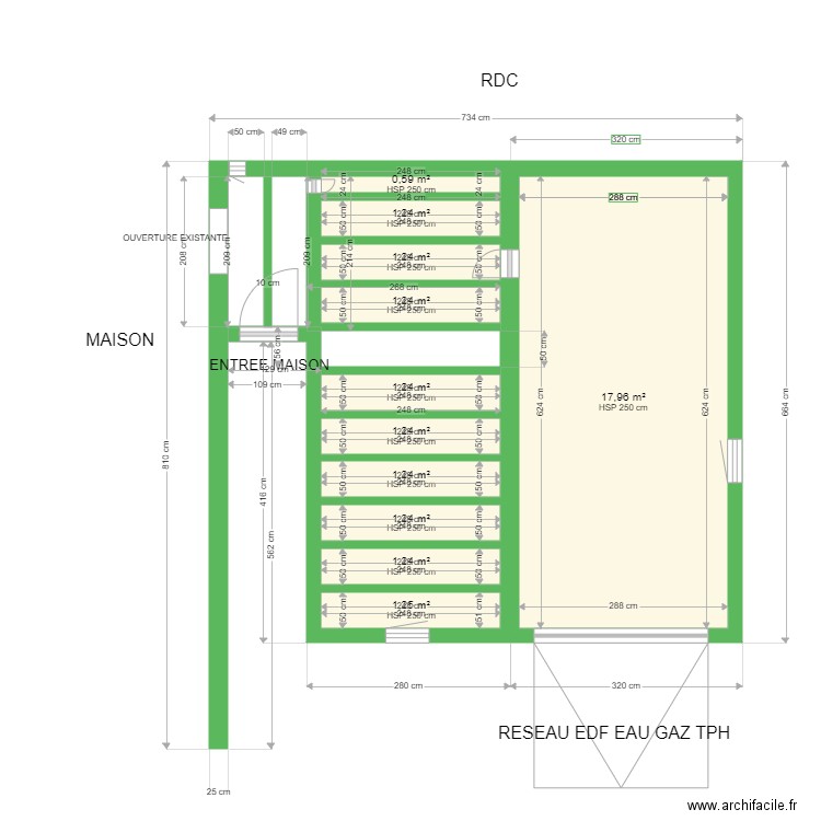 MUR. Plan de 11 pièces et 30 m2