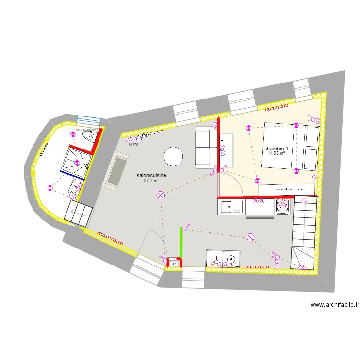 Razvan et Claire existant 2. Plan de 11 pièces et 118 m2