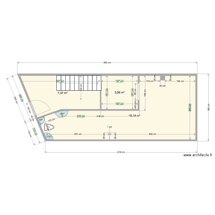 Mesures hall hamam novembre SANS CLOISON. Plan de 0 pièce et 0 m2