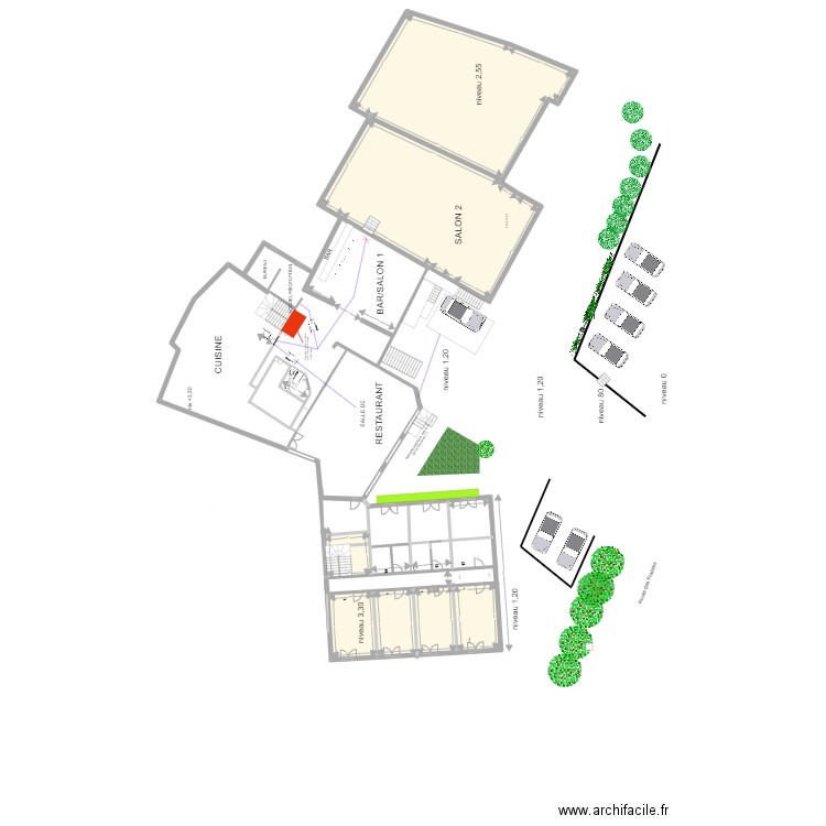 PLAN LES FRASSES 1er ETAGE RECEPTION/BAR/REST. Plan de 4 pièces et 413 m2