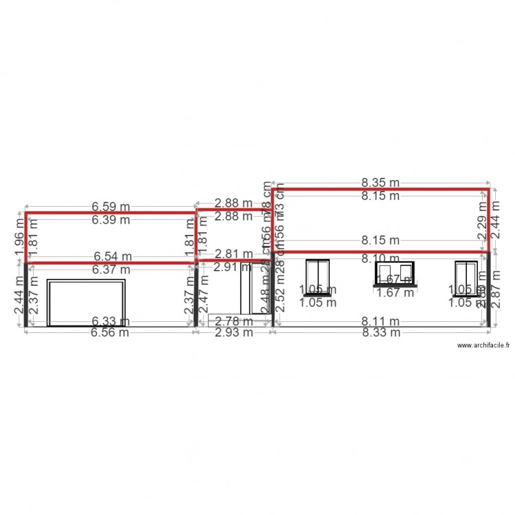 Façade maison Garage. Plan de 0 pièce et 0 m2