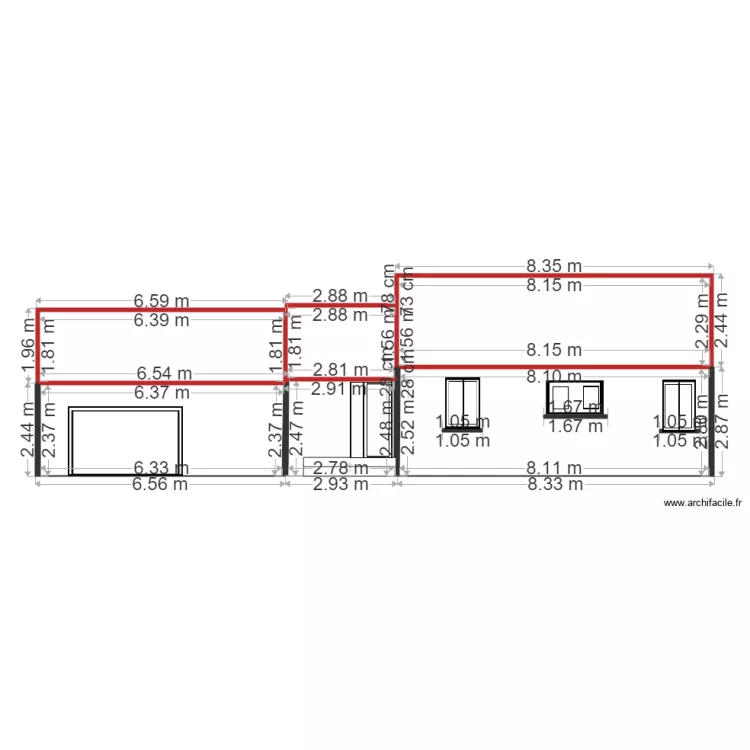 Fa&ccedil;ade maison Garage. Plan de 