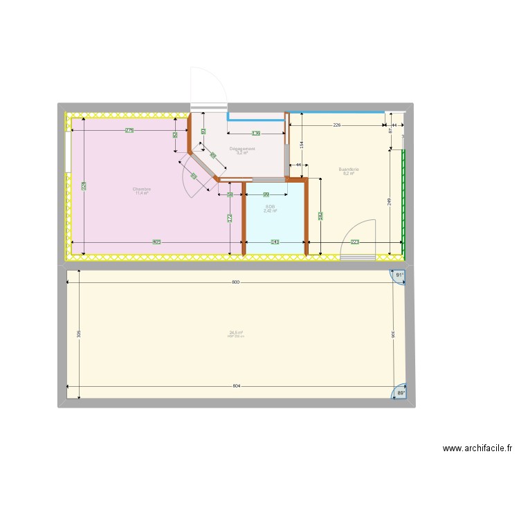 Amenagement 1. Plan de 5 pièces et 75 m2