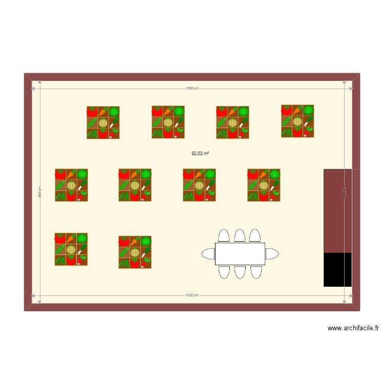 Inolya - Potager-type 2. Plan de 1 pièce et 92 m2