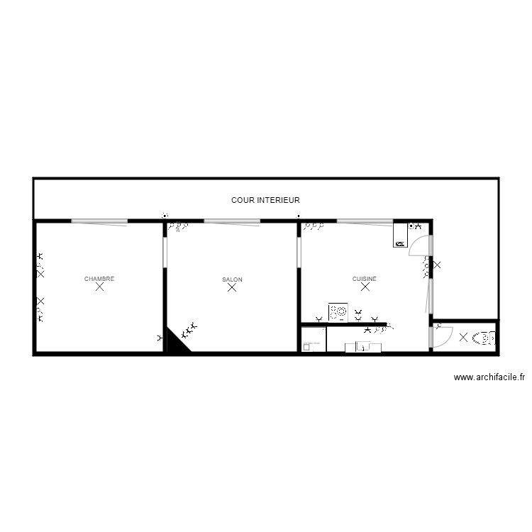 LOFT . Plan de 4 pièces et 46 m2