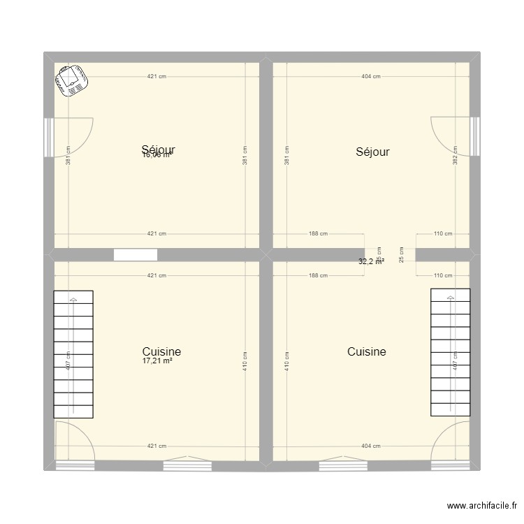 Bertrix : Rez-de-chaussée. Plan de 3 pièces et 65 m2