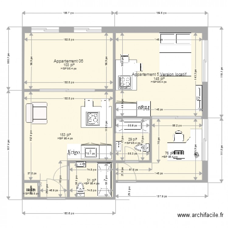 Appartement 05 Version Locatif. Plan de 0 pièce et 0 m2