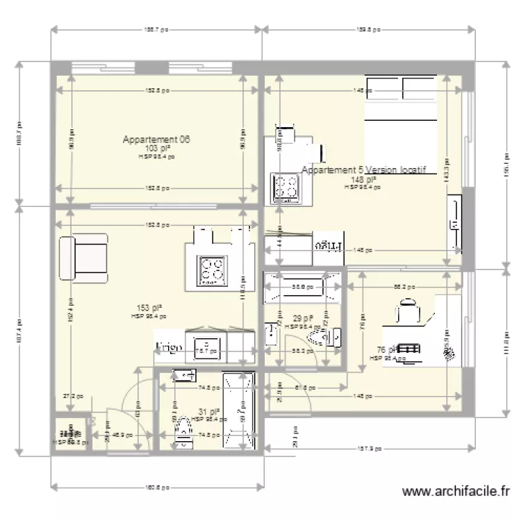Appartement 05 Version Locatif. Plan de 