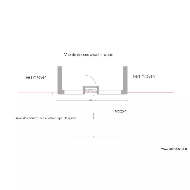 fa&ccedil;ade salon de coiffure. Plan de 