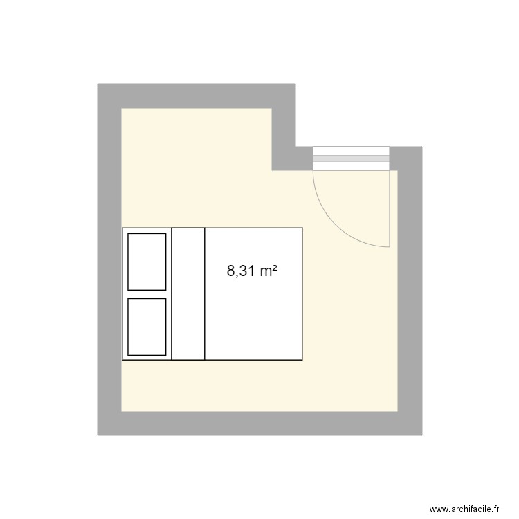 chambre ACHILLE. Plan de 1 pièce et 8 m2