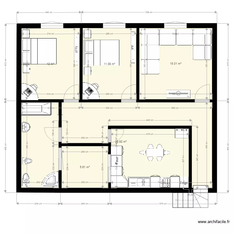 maison 100 m2. Plan de 