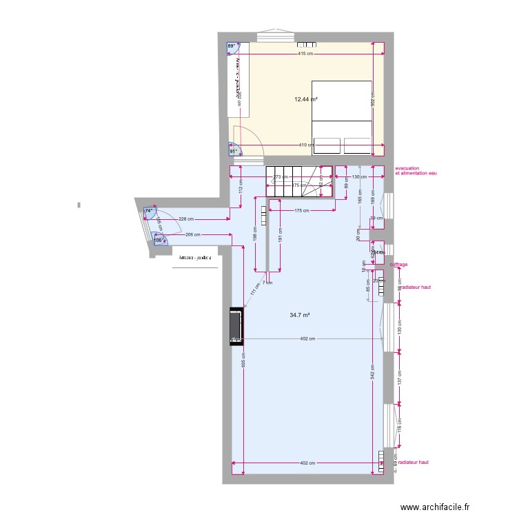 plan 1 3 eme etage vierge. Plan de 0 pièce et 0 m2