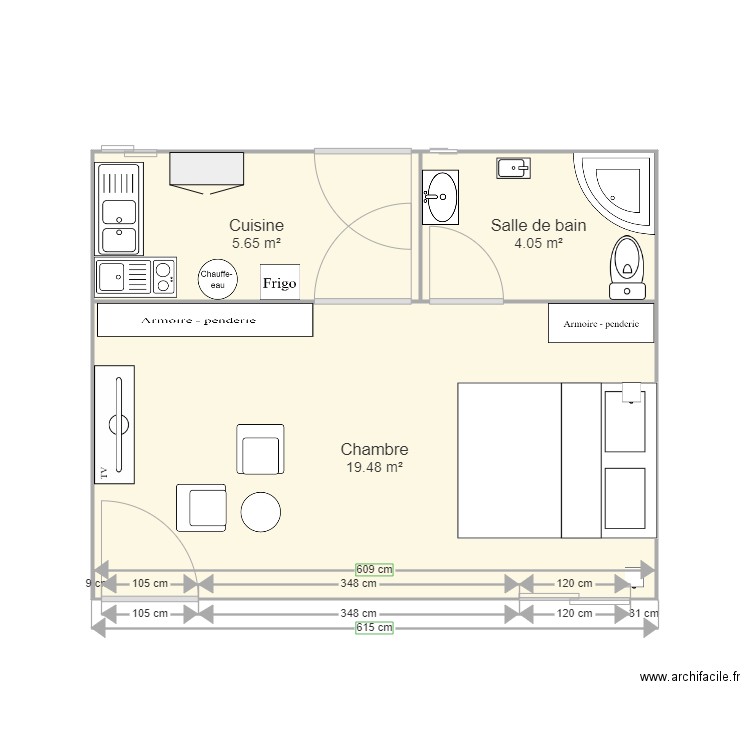 Studio Americain. Plan de 0 pièce et 0 m2