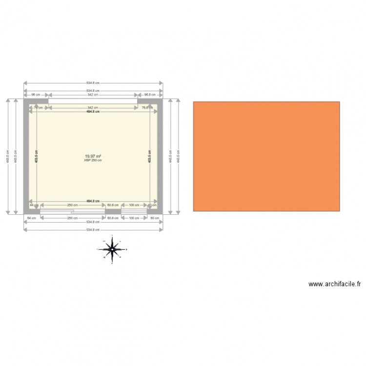 extension. Plan de 0 pièce et 0 m2