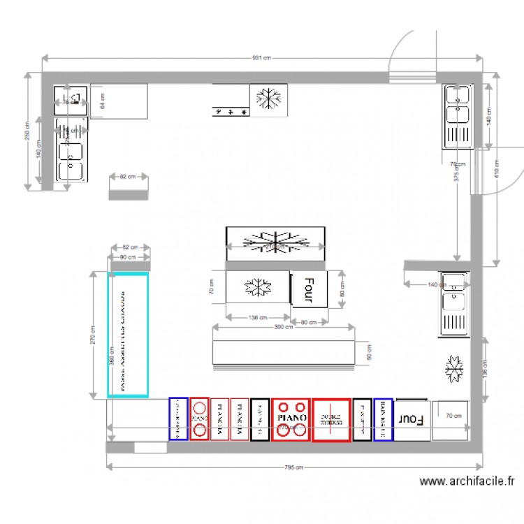 cuisine avec mesure. Plan de 0 pièce et 0 m2