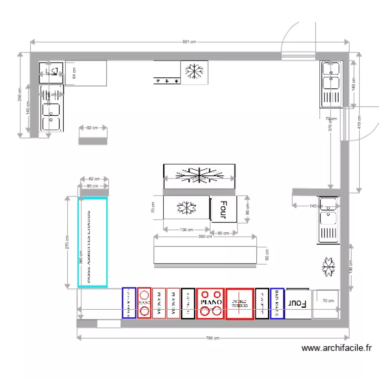 cuisine avec mesure. Plan de 