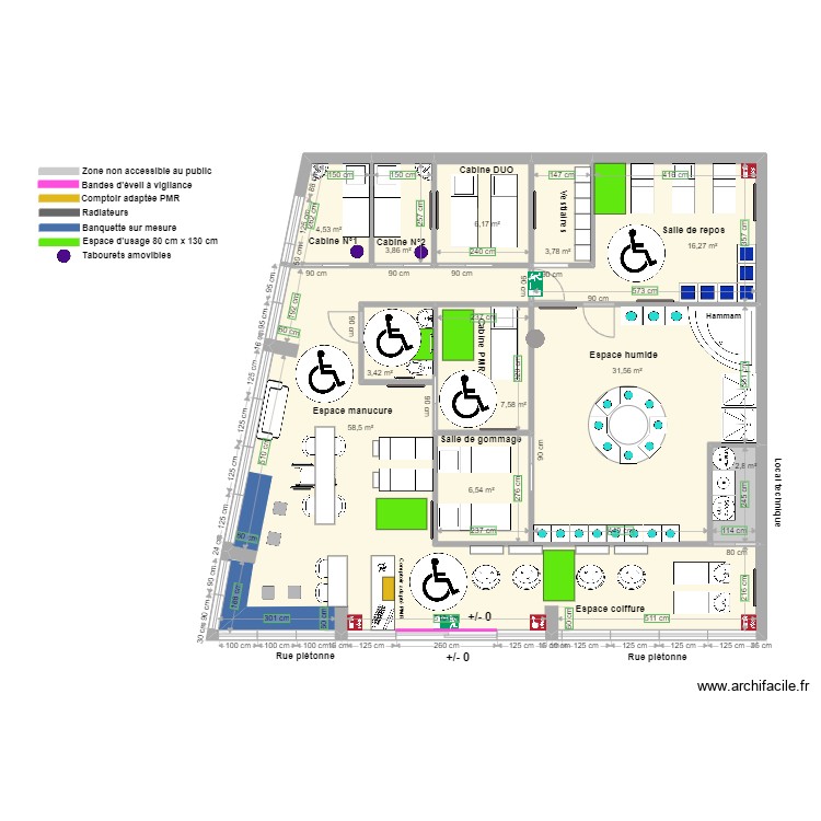 KECHNAYA D'ORIENT apr&egrave;s travaux avec espace de rotation. Plan de 0 pièce et 0 m2