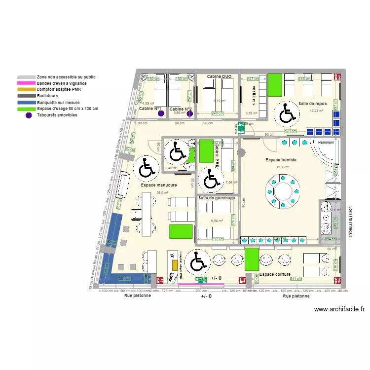 KECHNAYA D'ORIENT apr&egrave;s travaux avec espace de rotation. Plan de 