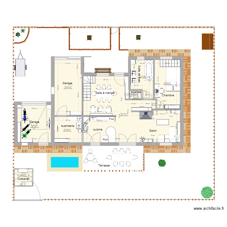 MAISON DORIAN. Plan de 8 pièces et 71 m2