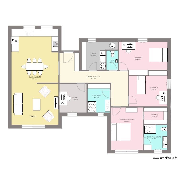 Maison 08 v8. Plan de 11 pièces et 144 m2