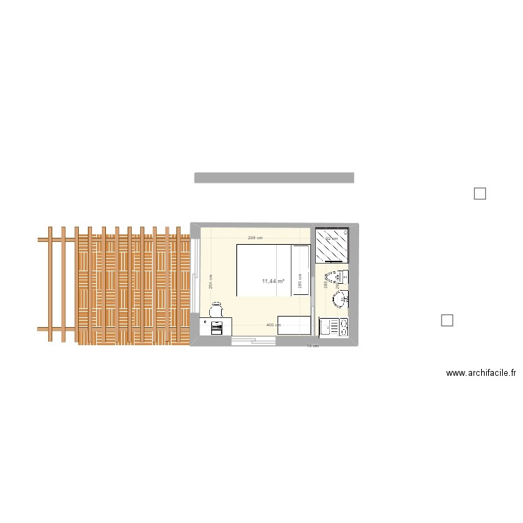 Chambre ana 2. Plan de 1 pièce et 11 m2