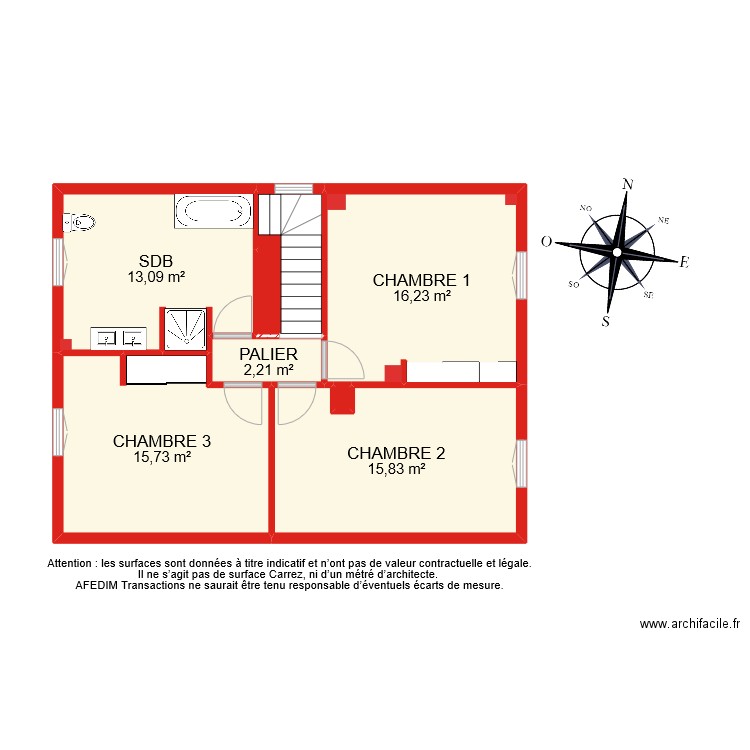 BI 10272 ETAGE. Plan de 7 pièces et 67 m2